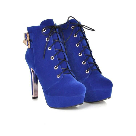 Blue Lace Up Booties