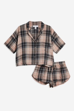 Brushed Check Pyjama Set - Clothing- Topshop USA