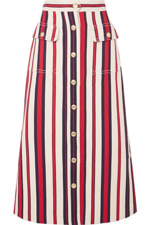 Gucci | Striped denim midi skirt | NET-A-PORTER.COM