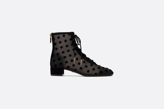 Baby-D tulle ankle boot with velvet polka dots - Shoes - Woman | DIOR