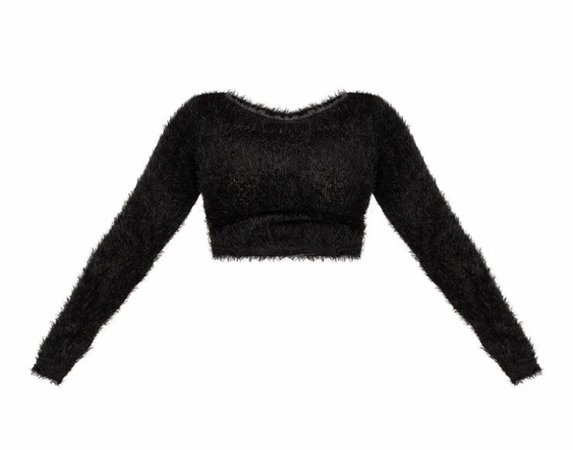 shape black eyelash knit crop top plt
