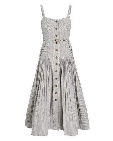 Ulla Johnson Cleo Pleated Cotton Midi Dress | INTERMIX®