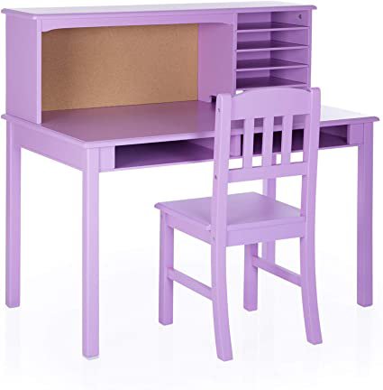 Amazon.com: Guidecraft Children’s Media Desk and Chair Set – Lavender: Student's Study Computer Workstation with Hutch and Shelves, Wooden Kids Bedroom Furniture: Home & Kitchen