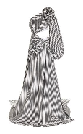 Carolina Herrera Rosette Cutout Striped Cotton Gown By Carolina Herrera | Moda Operandi