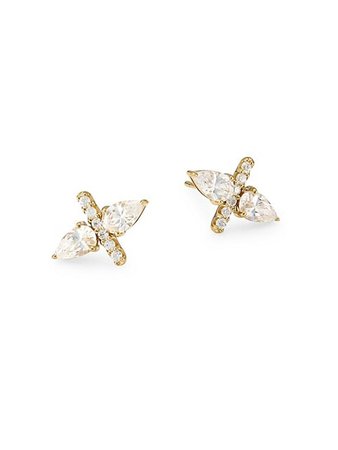 Adriana Orsini 18K Goldplated Sterling Silver Double Pear Stud Earrings | SaksFifthAvenue