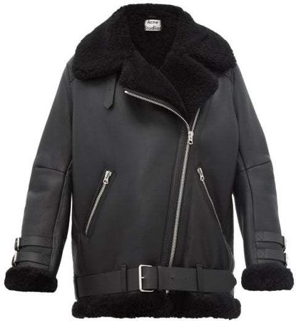 Acne Studios Velocite Leather And Shearling Aviator Jacket - Womens - Black