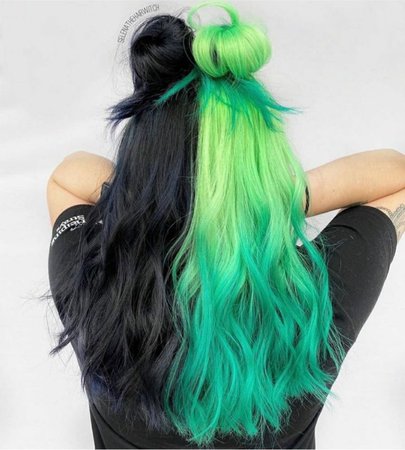 green and black hair