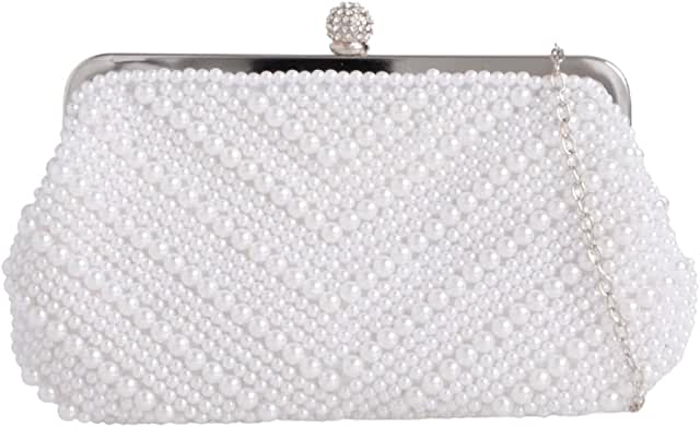 pearl white clutch bag