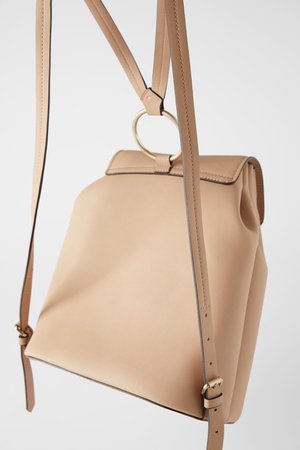BACKPACK WITH RING DETAIL AND FRONT FLAP - Beige bags-BAGS-WOMAN | ZARA United Kingdom