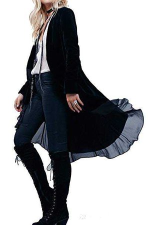 Amazon.com: R.Vivimos Women Ruffled Asymmetric Long Velvet Blazers Coat Casual Jackets: Clothing