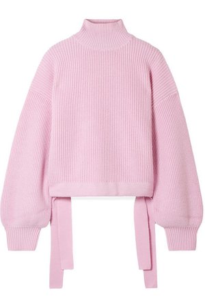 PAPER London | Candyfloss oversized tie-detailed wool turtleneck sweater | NET-A-PORTER.COM