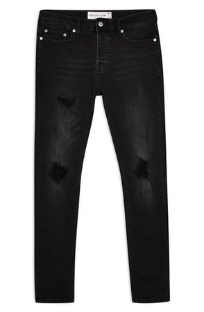 Topman Washed Black Blowout Ripped Skinny Jeans | Nordstrom