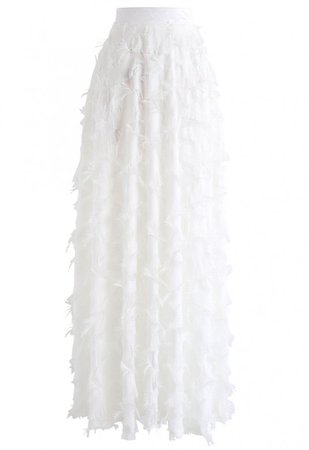 Dancing Feathers Tassel Maxi Skirt in White - Skirt - BOTTOMS - Retro, Indie and Unique Fashion