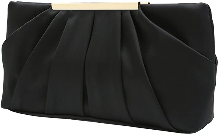 Charming Tailor Clutch Evening Bag Elegant Pleated Satin Formal Handbag Simple Classy Purse for Women (Black): Handbags: Amazon.com