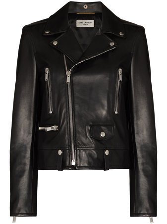 Saint Laurent zip-up Leather Biker Jacket - Farfetch