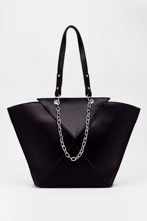 WANT Big News Faux Leather Tote Bag | Nasty Gal black