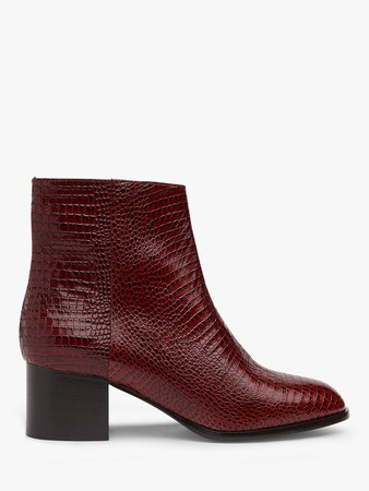 L.K.Bennett Dayna Lizard Effect Leather Ankle Boots, Burgundy at John Lewis & Partners