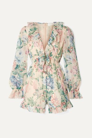 Zimmermann | Verity ruffle-trimmed floral-print cotton and silk-blend chiffon playsuit | NET-A-PORTER.COM