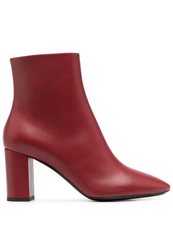 Shop red Saint Laurent mid-heel ankle boots with Express Delivery - Farfetch