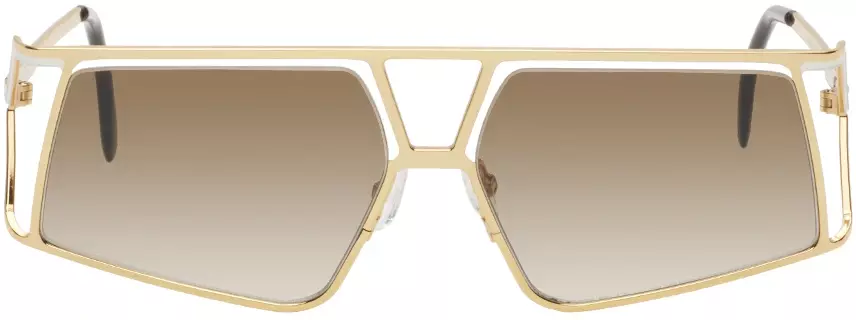 Gold & White Angled Aviator Sunglasses by Filippa K on Sale