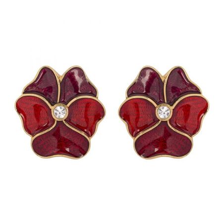 Saint Laurent - Vintage red enamel pansy earrings - 4element
