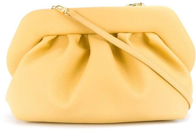 Themoirè pleated faux-leather clutch bag