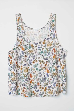 Short Tank Top - White/floral - Ladies | H&M US