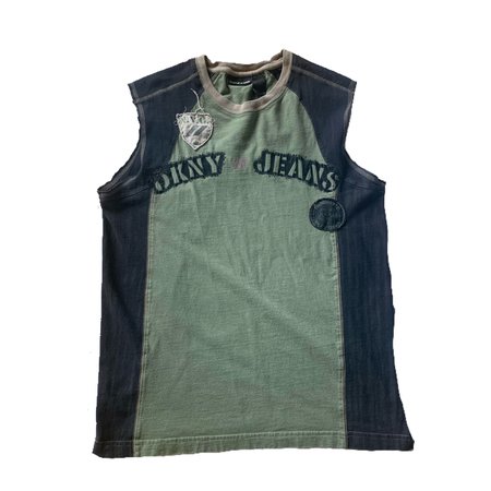 army green dkny patchwork muscle tank