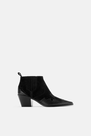 SPLIT LEATHER HEELED COWBOY ANKLE BOOTS - View all-SHOES-WOMAN | ZARA United States