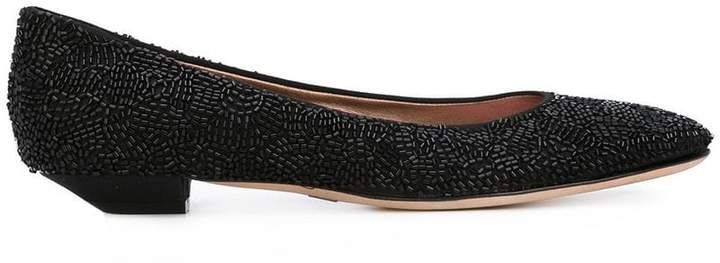 Pre-Owned textured ballerina flats