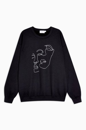 TOPMAN Sketch Print Sweatshirt In Black | Topshop