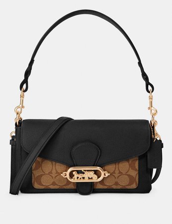 COACH: Small Jade Shoulder Bag With Signature Canvas Detail