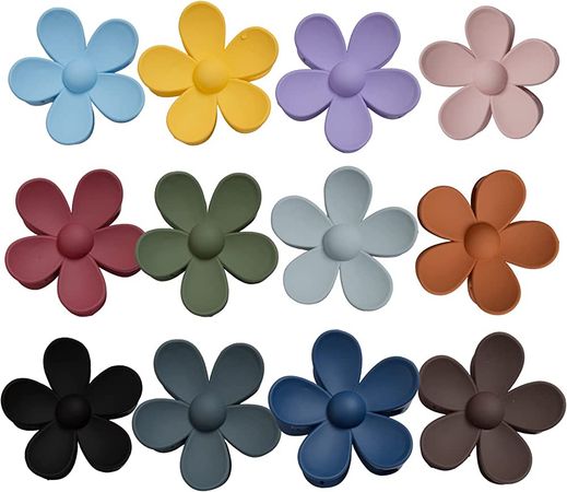 Amazon.com : 12 Pcs Flower Claw Clip Large Flower Hair Clip Matte Thick Cute Hair Claw Clip for Women Girls Hair Accessories by MLMOMVME Solid Colors : Beauty & Personal Care