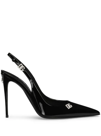 Dolce & Gabbana logo-plaque slingback leather pumps 3.5” heels $945