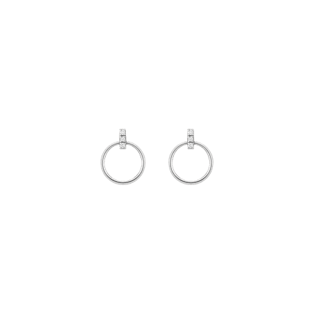 Circle Earrings with Diamond Bar