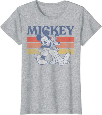 Amazon.com: Disney Mickey And Friends Mickey And Pluto Retro Line T-Shirt: Clothing