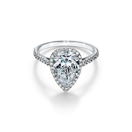 Tiffany & Co, Tiffany Soleste Pear-shaped Halo Ring with a Diamond Platinum Band