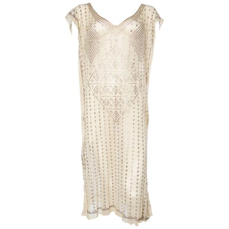 1920s Egyptian Assuit Net and Silver Dress at 1stDibs | 1920s egyptian dress
