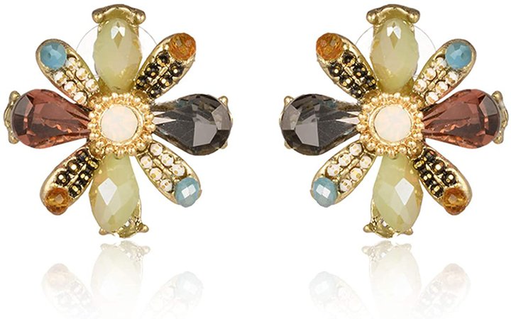 NIUMIKE GLOWING FLOWER CRYSTAL STATEMENT EARRINGS WITH FASHION DESIGN BRIGHT DROP EARRINGS