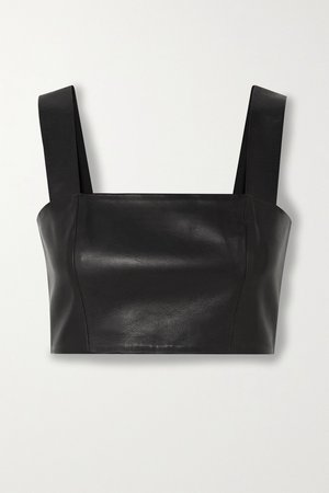 Black Cropped leather top | Balmain | NET-A-PORTER