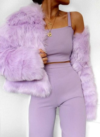 purple coat jacket fluffy