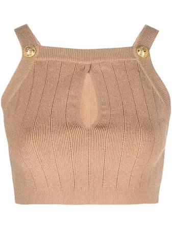 Shop Balmain cropped knit tank top with Express Delivery - FARFETCH