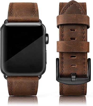 Amazon.com: EDIMENS Leather Bands Compatible with Apple Watch 45mm 42mm 44mm Band Men Women, Vintage Genuine Leather Wristband Replacement Band Compatible for Apple Watch iwatch Series 8 7 6 5 4 3 2 1, SE Sports Retro Walnut : Cell Phones & Accessories