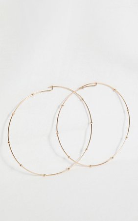 Gold Oversized Beaded Hoop Earrings | PrettyLittleThing USA gold