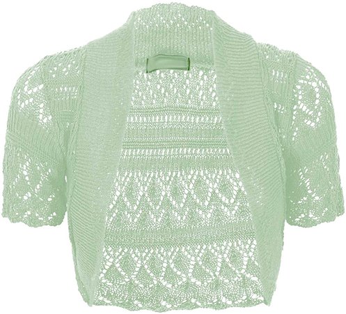 Thever Women Short Sleeve Knitted Crochet Shrug Bolero Cardigan Ladies Crop Top (L(14-16), Mint) at Amazon Women’s Clothing store