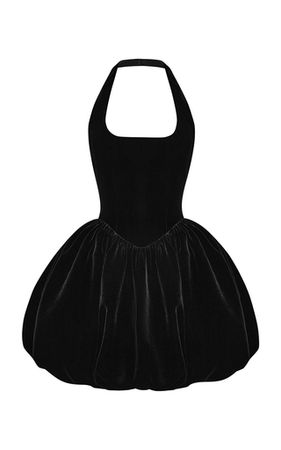 Velvet Halter Bubble Mini Dress By Rasario | Moda Operandi
