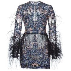 Zuhair Murad Bead and Feather Embroidered Mini Dress