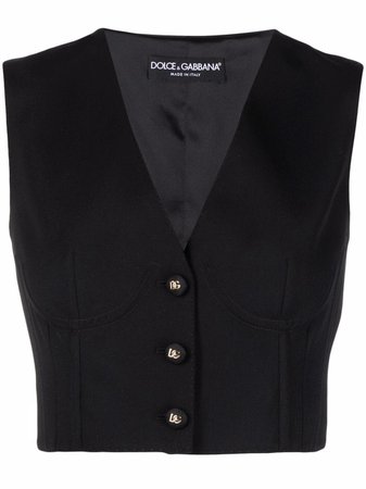 Dolce & Gabbana logo-button Cropped Waistcoat - Farfetch