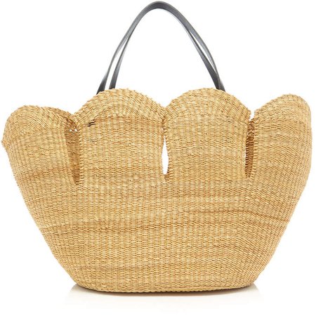 Inès Bressand Leather-Trimmed Straw Tote