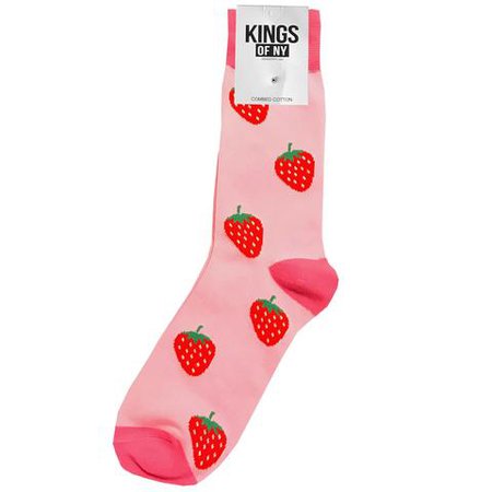 Pink Strawberry Fruit Mens Socks by KINGS OF NY
